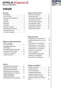 Reparaturanleitung RIS, Aprilia SX Supermoto 125, 4T, Antrieb und Motor