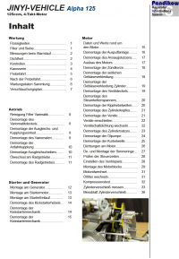 Reparaturanleitung RIS, JINYI Vehicle Alpha 125, Antrieb und Motor